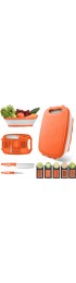 Gintan Collapsible Cutting Board 9-in-1 Multifunctional Cutting Board Foldable Chopping Board with Colander Kitchen Vegetable Washing Basket Silicone Dish Tub for BBQ Prep Picnic Camping orange