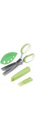 Herb Scissors Kitchen Shears with 5 Blades and Cover Multipurpose Cutting Herb Stripper Kitchen Shears Dishwasher Safe Kitchen Scissors for Cutting Vegetables Green