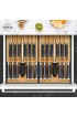 In-Drawer Knife Block Bamboo Knife Drawer Organizer Insert Kitchen Knife Holder Drawer for 12 Knives PLUS a Slot for your Knife Sharpener Without Knives