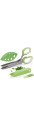Joyoldelf Gourmet Herb Scissors Set Master Culinary Multipurpose Cutting Shears with Stainless Steel 5 Blades Safety Cover and Cleaning Comb for Cutting Cilantro Onion Salad