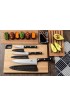 Kitchen Knife COKUMA 3-Pcs Knife Set With Sheath 8 Inch Chef Knife 4.5 Inch Utility Knife 4 Inch Paring Knife Stainless Steel Chef Knife Set Black