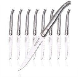 Laguiole by Hailingshan Steak knives Serrated Edge Sharp Light Premium Dishwasher Safe Stainless Steel knife set of 8 Silverware with Gift Box
