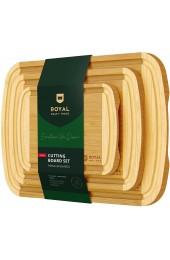 Luxury Cutting Boards for Kitchen Reversible Wood Cutting Board Set Thick Chopping Board Wooden Cutting Board Set with Juice Groove Bamboo Cutting Board for Meat Veggies Fruits Set of 3