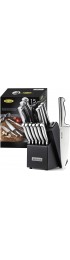 McCook MC21 Knife Sets,15 Pieces German Stainless Steel Knife Block Sets with Built-in Sharpener