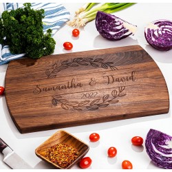Personalized Cutting Board Laser Engraved Gift for Anniversary or Wedding Custom Charcuterie Board for Housewarming Maple Cherry or Walnut in Three sizes Unique Engagement Gift for Couple