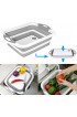 QiMH Collapsible Cutting Board with Colander Foldable Multi-function Kitchen Plastic Silicone Dish Tub Washing and Draining Veggies Fruits Food Grade Sink Storage Basket