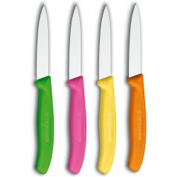 Victorinox 4-Piece Set of 3.25 Inch Swiss Classic Paring Knives with Straight Edge Spear Point 3.25" Pink Green Yellow Orange