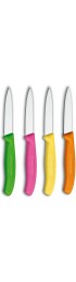 Victorinox 4-Piece Set of 3.25 Inch Swiss Classic Paring Knives with Straight Edge Spear Point 3.25" Pink Green Yellow Orange