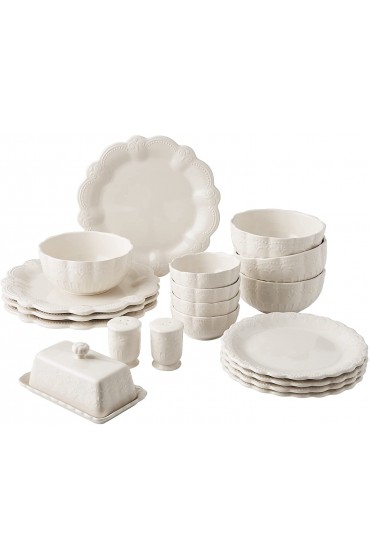 20-Piece Ceramic Toni Dinnerware Set Linen