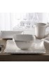 American Atelier Bianca Wave Square Dinnerware Set – 16-Piece Stoneware Dinner Party Collection w 4 Dinner Plates 4 Salad Plates 4 Bowls & 4 Mugs – Unique Gift Idea for Any Special Occasion