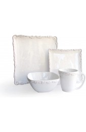 American Atelier Bianca Wave Square Dinnerware Set – 16-Piece Stoneware Dinner Party Collection w  4 Dinner Plates 4 Salad Plates 4 Bowls & 4 Mugs – Unique Gift Idea for Any Special Occasion