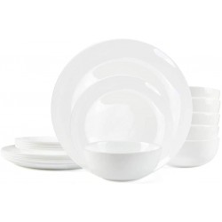 Dinnerware Set Danmers 18-piece Opal Dishes Sets Service for 6 Plates Bowls 5.5" Break and Crack Resistant Dish Sets