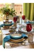 Euro Ceramica Zanzibar 8-Piece Dinnerware Set | Fine Kitchenware | Floral Multicolor Design Stoneware Tableware Service For 4,Large