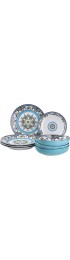 Euro Ceramica Zanzibar 8-Piece Dinnerware Set | Fine Kitchenware | Floral Multicolor Design Stoneware Tableware Service For 4,Large