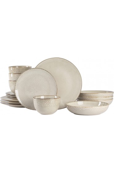 Gibson Elite Matisse Double Bowl Dinnerware Set Service for 4 16pcs Taupe