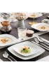 MALACASA Square Dishes Dinnerware Set 60-Piece Gray White Porcelain Dinner Sets Plates and Bowls Cups and Saucers Dinner Plates Dessert Plates and Soup Plates Service for 12 Series Julia