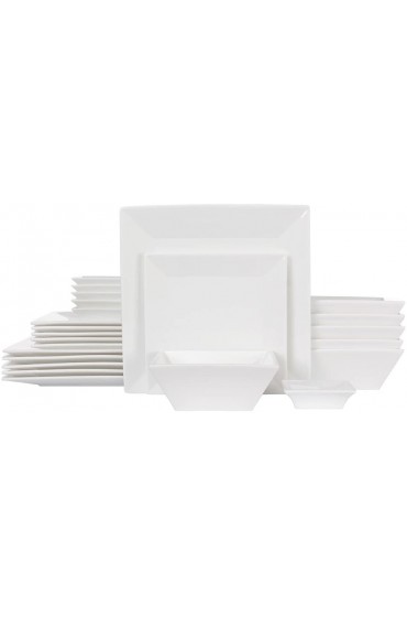 Porlien 24-Piece Classic Square Dinnerware Set for 6 Off White