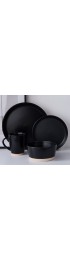 Stone Lain Jules Stoneware 32-piece Round Dinnerware Set Black