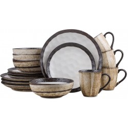 Stone Lain Lucy Porcelain 16-Piece Round Dinnerware Set Beige