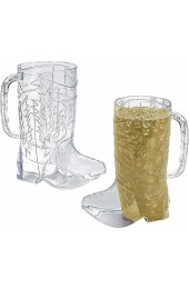 10Pcs Cowboy Boot Mug Cups 10 Pack 17 oz Reusable Hard Plastic BPA Free for Cowboy Themed Party Supplies Western Accessories by 4E's Novelty