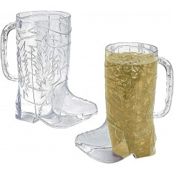 10Pcs Cowboy Boot Mug Cups 10 Pack 17 oz Reusable Hard Plastic BPA Free for Cowboy Themed Party Supplies Western Accessories by 4E's Novelty
