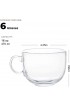 16oz Glass Jumbo Mugs With Handle For Coffee Tea Soup,Clear Drinking Cup,Set of 6