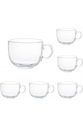 16oz Glass Jumbo Mugs With Handle For Coffee Tea Soup,Clear Drinking Cup,Set of 6