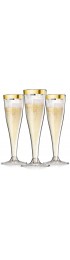 24 Plastic Champagne Flutes Disposable | Gold Rim Gold Glitter Plastic Champagne Glasses for Parties | Clear Plastic Cups | Plastic Toasting Glasses | Mimosa | New Years Eve Party Supplies 2022