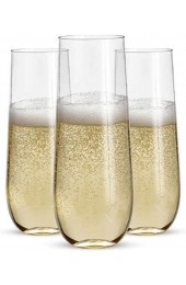 24 Stemless Plastic Champagne Flutes 9 Oz Plastic Champagne Glasses | Clear Plastic Unbreakable Toasting Glasses |Shatterproof | Disposable | Reusable Perfect For Wedding Or Party