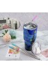30 oz Tumbler with Lids and Straws,18 8 Stainless Steel Vacuum Insulated Coffee Tumbler,Insulated Travel Mug Water Cup with Leak-Proof Straw Lid & Flip Lid,3 Metal Straws,1 Cleaning Brush & Gift Box