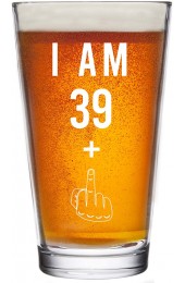 39 + One Middle Finger 40th Birthday Gifts for Men Women Beer Glass – Funny 40 Year Old Presents 16 oz Pint Glasses Party Decorations Supplies Craft Beers Gift Ideas for Dad Mom Husband Wife 40 th