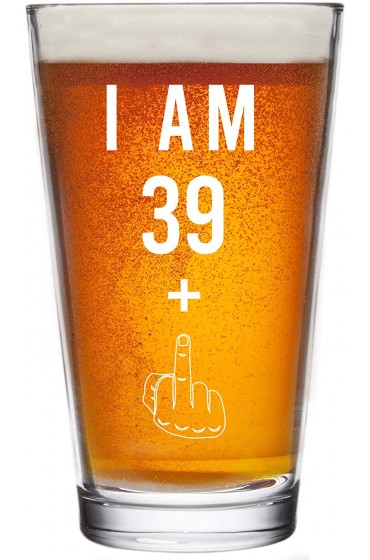 39 + One Middle Finger 40th Birthday Gifts for Men Women Beer Glass – Funny 40 Year Old Presents 16 oz Pint Glasses Party Decorations Supplies Craft Beers Gift Ideas for Dad Mom Husband Wife 40 th