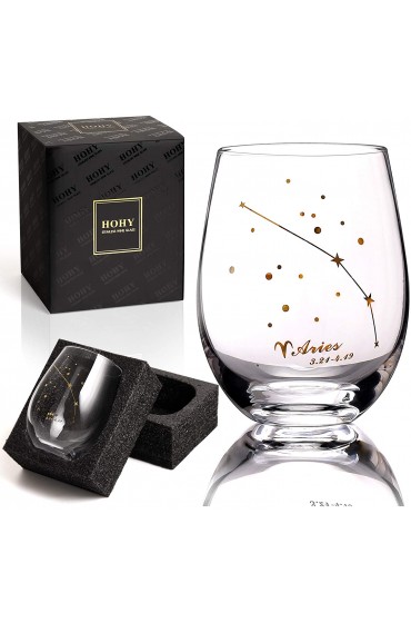 Aries Wine Glass Aries Birthday Zodiac Gift Golden 20oz Stemless Wine Glasses Constellation Glass Define Design Zodiac Sign Horoscope Gift Astrology Gifts for Women Men