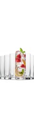 BENETI Exquisite Highball Drinking Glasses [Set of 6] Clear Water Glasses with Heavy Weighted Base Tall Cocktail Glasses Collins Glasses Tumbler Glasses Glass Cups for Juice Barware 16oz Cups