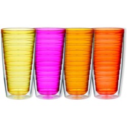 Boston Warehouse Insulated Plastic Tumblers 24-Ounce Set of 4 Sunset Collection