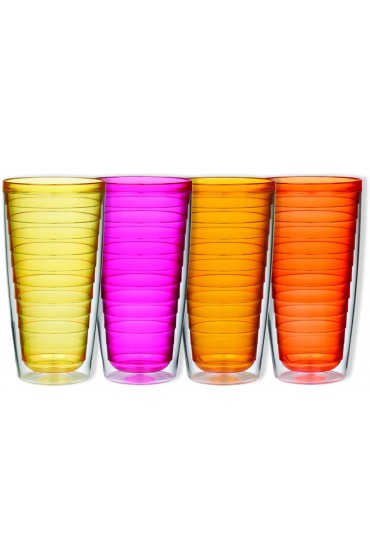 Boston Warehouse Insulated Plastic Tumblers 24-Ounce Set of 4 Sunset Collection