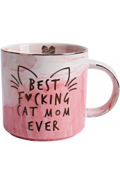 Cat Mom Gifts for Women Crazy Cat Lady Coffee Mug Gift for Cat Lover Mom Daughter Sister Aunt Wife Best Friends BFF Coworkers Her Best Cat Mom Ever Pink Marble Mug Ceramic 11.5oz Cup