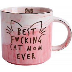 Cat Mom Gifts for Women Crazy Cat Lady Coffee Mug Gift for Cat Lover Mom Daughter Sister Aunt Wife Best Friends BFF Coworkers Her Best Cat Mom Ever Pink Marble Mug Ceramic 11.5oz Cup