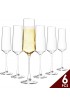 Chouggo Champagne Flutes Glass Set of 6 Hand Blown Crystal Champagne Glasses Hand Crafted by Artisans Premium Crystal Gift for Birthday Wedding Anniversary Christmas 8oz Clear