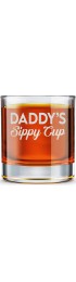 DADDY FACTORY Daddy's Sippy Cup Whiskey Glass Funny New Dad Gifts 10.25 oz Engraved Old Fashioned Bourbon Rocks Glass for Expecting Father Dad Birthday Gift