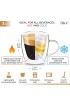 DLux Espresso Coffee Cups 3oz Double Wall Clear Glass Set of 2 Glasses with Handles Insulated Borosilicate Glassware Tea Cup