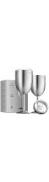 FineDine Premium Grade 18 8 Stainless Steel Wineglasses 12 Oz. Double-Walled Insulated Unbreakable Goblets Set of 2 Stemmed Wineglass BPA-Free Leak-Resistant Lid for Red White Wine Brushed Metal