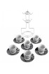 Gibson Home Expressions Espresso Saucer Set 13PC Cups Stand White Black
