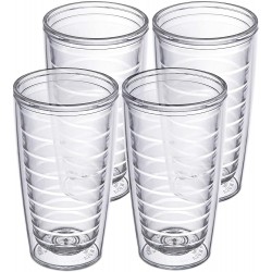 Insulated Tumblers 4-pack 16 oz Made in USA Great for Iced Coffee & Hot Drinks Clear Double Wall Plastic Tumbler Cups Microwave Freezer & Top Rack Dishwasher Safe Reusable Cups by Homestead Choice