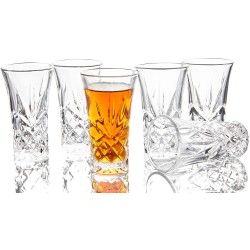 JAIEF Set of 6 Tequila Glasses Heavy Base Shot Glass  Cordial Glasses 2 oz