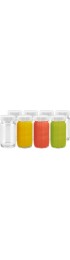 Juice Shot Bottles Set Wide Mouth for Juicing Beverage Storage Liquids 2 oz Clear Glass with White Caps Reusable Leak Proof Jars 8 pack
