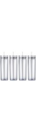 Maars Drinkware Double Wall Insulated Skinny Acrylic Tumblers with Straw and Lid 16 oz. 4 pack Clear