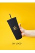 Matte Studded Double Wall Water Tumbler with Lid and Straw 24OZ Reusable Personalized DIY Ice Coffee Cold Cup Black