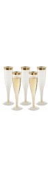 Plastic Champagne Flutes Disposable Gold Glitter with a Gold Rim [1 Box of 36] 6.5 Oz Premium Toasting Flutes Elegant Stylish Mimosa Glasses Perfect for Weddings Anniversaries and Catered Events