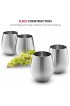 Stainless Steel Unbreakable Wine Glasses 18 Ounce Set of 4 Wineglasses. Premium-Grade 18 8 Stainless Steel Red & White Stemless Wineglasses set Portable Wine Tumbler for Outdoor Events Picnics